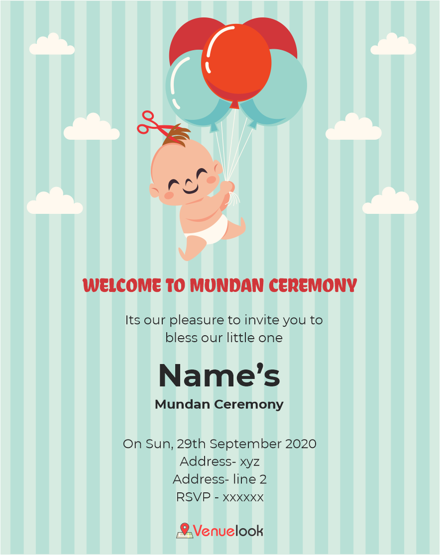 Baby Playing with Balloons Mundan E-Invitation