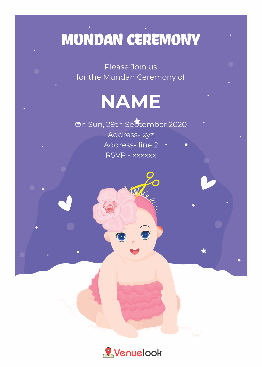 Little Princess Mundan Ceremony E-Invitation