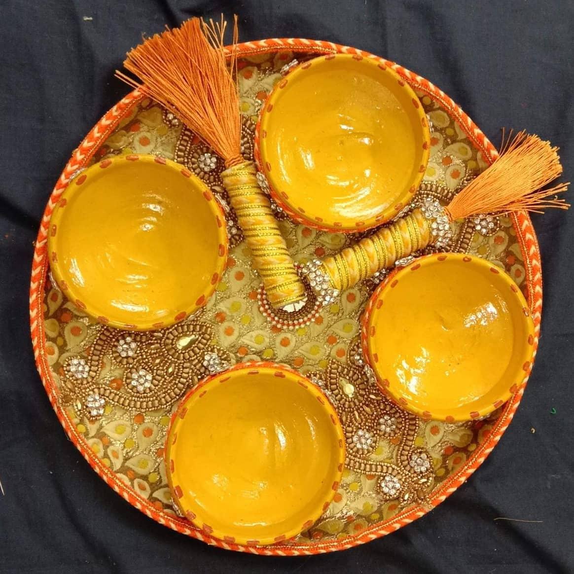 Aari-Embellished Haldi Plate