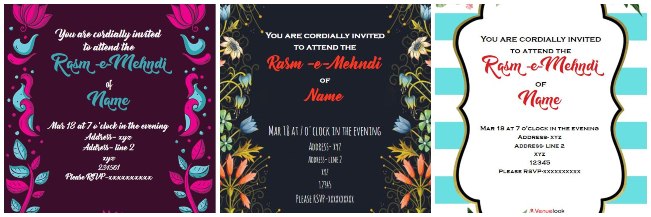 Trending Mehndi e-Invitations to Whatsapp