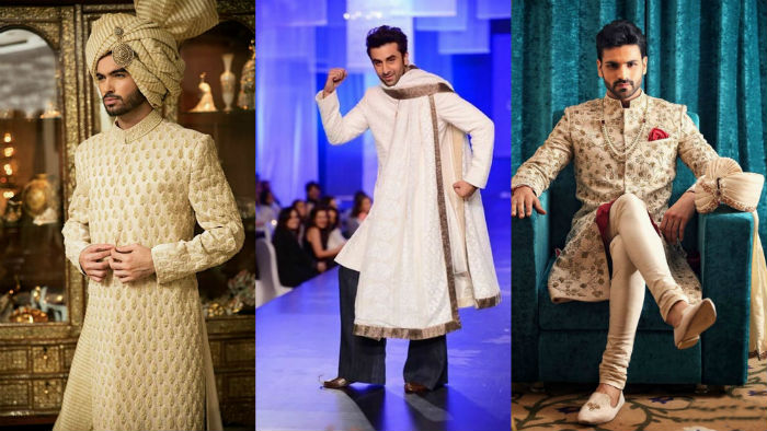 beige colour sherwani