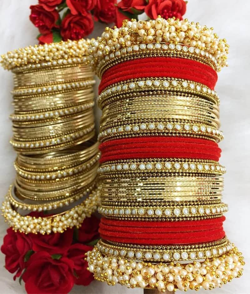  Classic Bridal Chura with Heavy Golden Kada