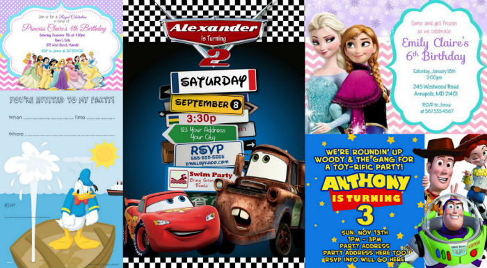 disney and princess birthday invitations