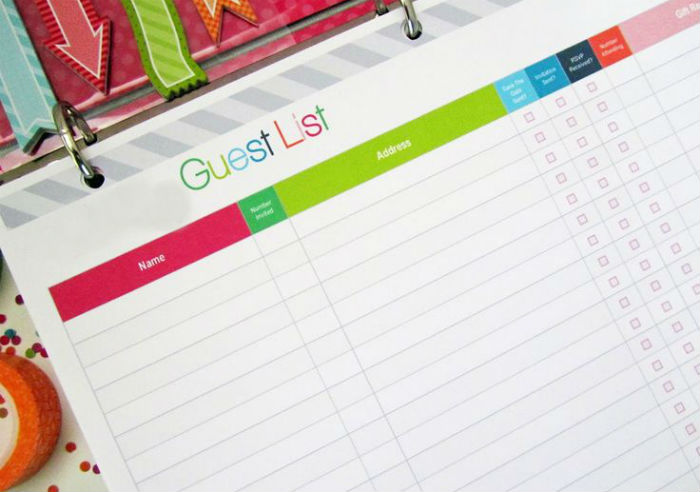 Guest list on Hens Party