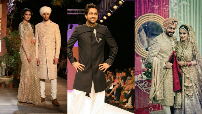 heavy sherwani with necklaces