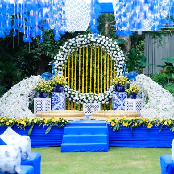 Peacock-Inspired Haldi Decor