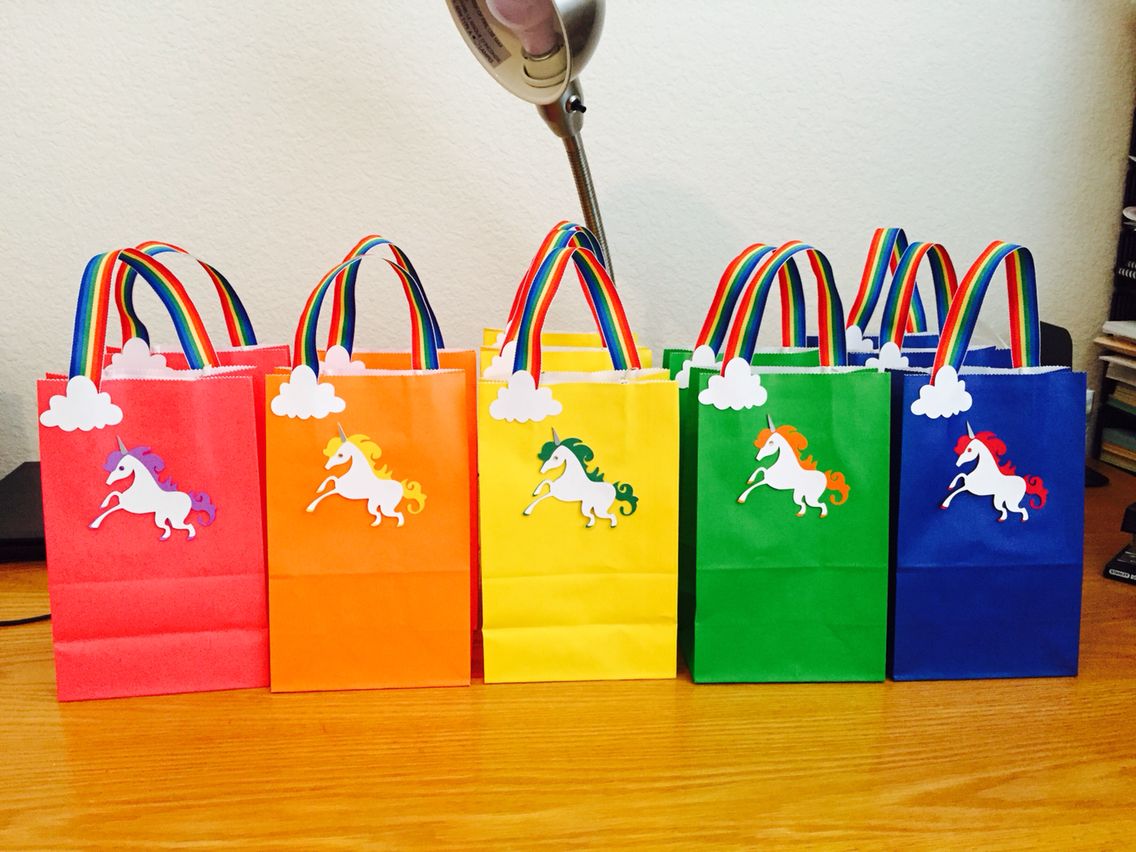 Rainbow Themed Favor Bags for Birthday Party