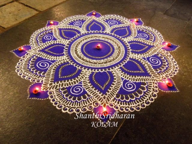 Royal Purple Colour Rangoli Design