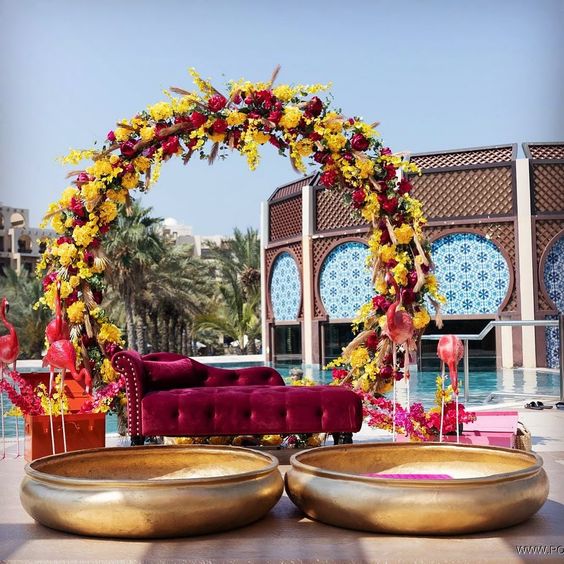 Vibrant Floral Haldi Nook