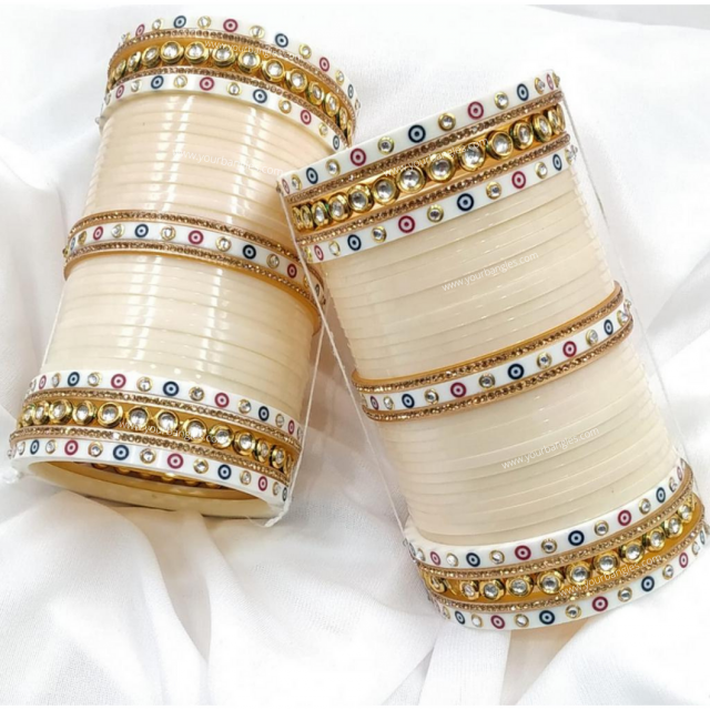 White Chura and Polki Bangles