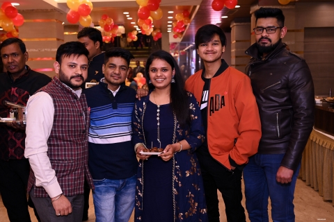 Enjoying moment on party