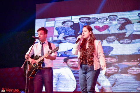 Singing a song On stage