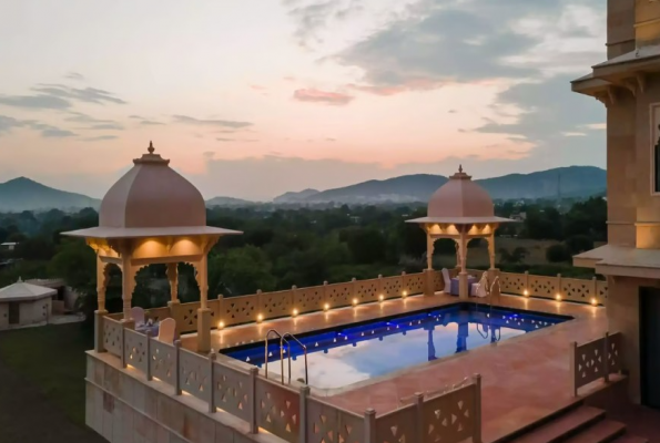 Poolside at Traavista Aravali Mahal