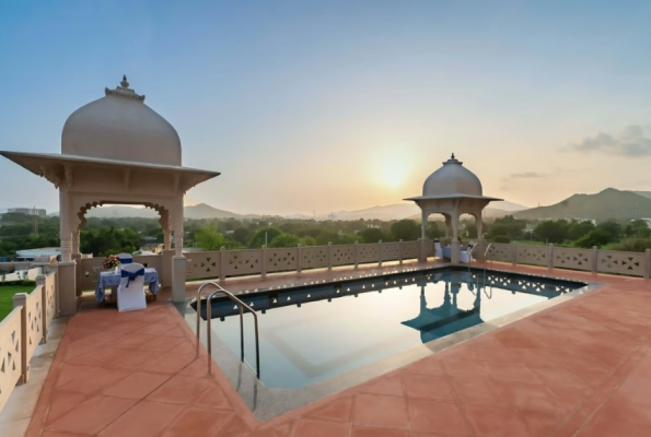 Poolside at Traavista Aravali Mahal