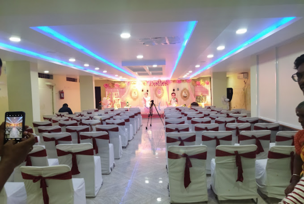 Banquet hall at Hotel Harshitha Grand