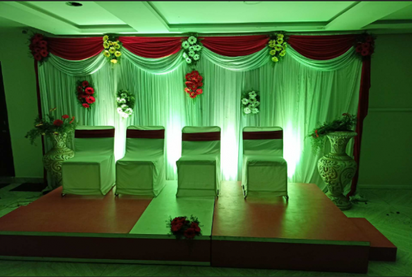 Banquet hall at Hotel Harshitha Grand