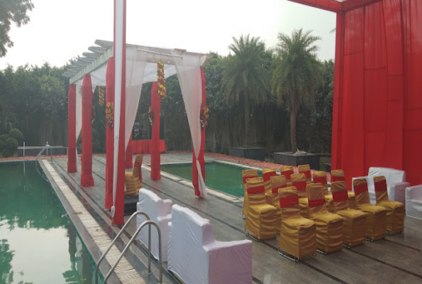 Lawn at Anandam Poolside Party Garden Vrindavan