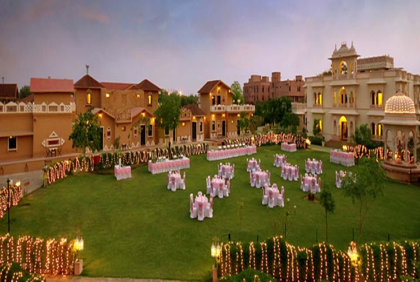 Entrance Lawn at Pride Amber Villas Resort