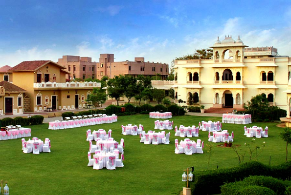 Entrance Lawn at Pride Amber Villas Resort