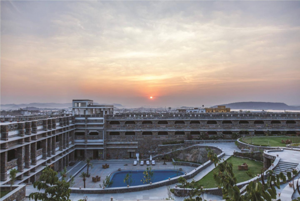 Pool side Amber at Ramada Udaipur Resort and Spa