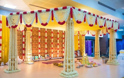 White & Red Flower Draping Man