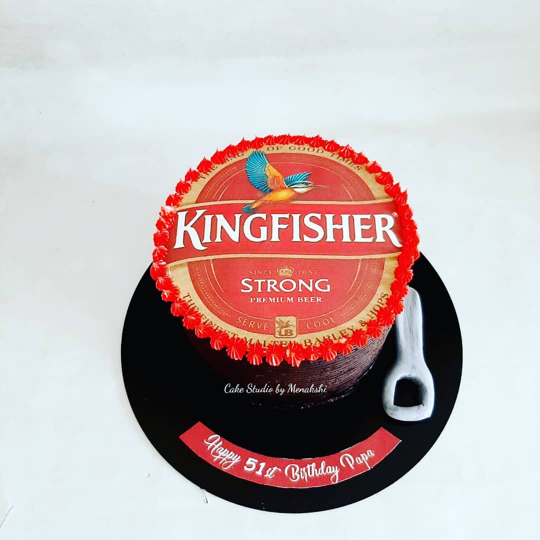 Kingfisher Bottle Shape Cake | bakehoney.com